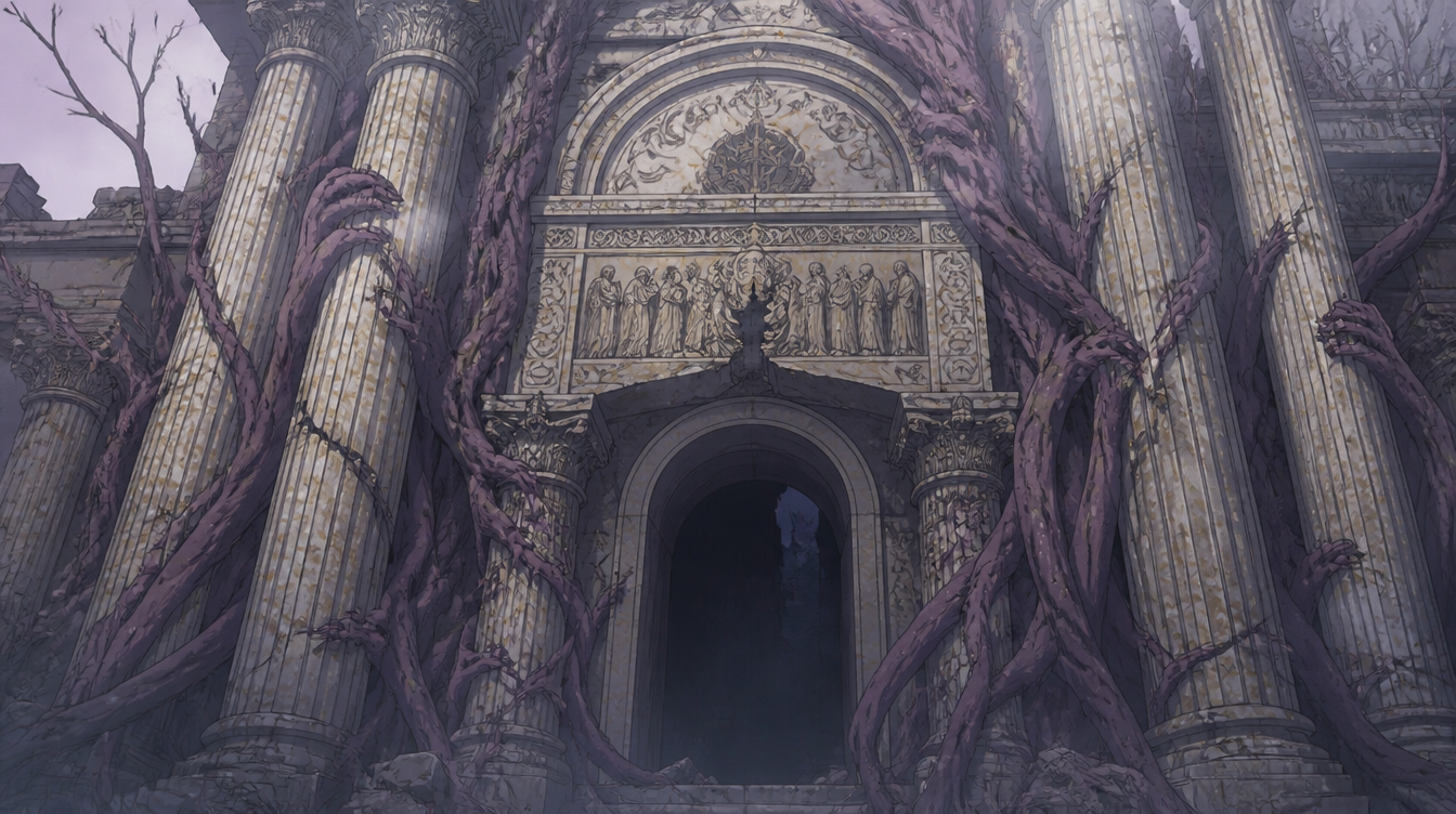 IV — The roots had grown up the columns.