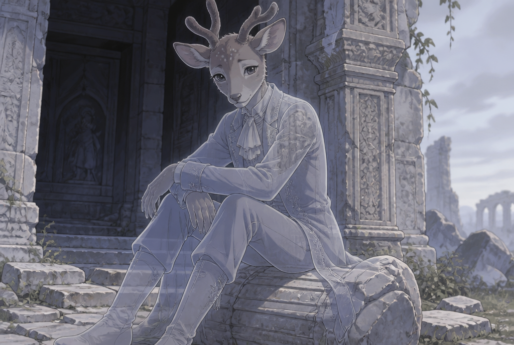Sevren on the broken column.